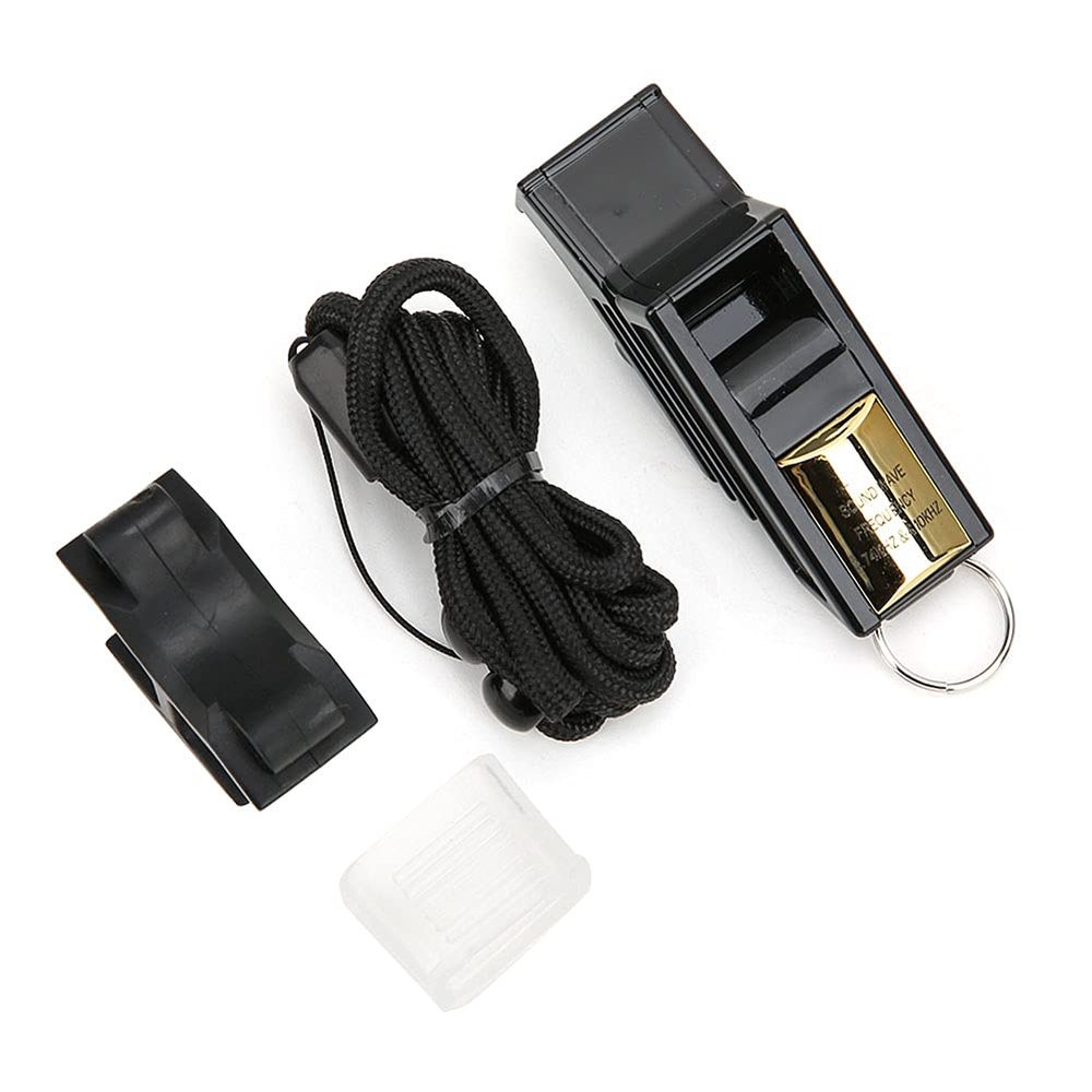 Haosie Loud Crisp Coach Whistle, Dog Whistle with Lanyard, Sports Referee Whistle for Adults Hiking Camping Training Basketball Football(Black&Gold)