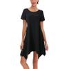 DBFBDTU Women's Cotton T-Shirts Summer Casual Loose Round Neck Short Sleeve Long Shirts Blue view 2