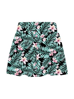 Hedmy Girls Swim Mini Swim Skirts Quick Dry Elastic Waist Bikini Bottoms UPF 50+Sun Protection Swim Dress Pink Lily 10 Years