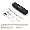 Selafun 4-pieces Travel Set with Case Portable Silverware Utensils Set for work, Stainless Steel Reusable Flatware Set Cutlery Set for Camping Picnic Hiking Office (6.7inch, Silver) view 2