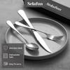 Selafun 4-pieces Travel Set with Case Portable Silverware Utensils Set for work, Stainless Steel Reusable Flatware Set Cutlery Set for Camping Picnic Hiking Office (6.7inch, Silver) view 4