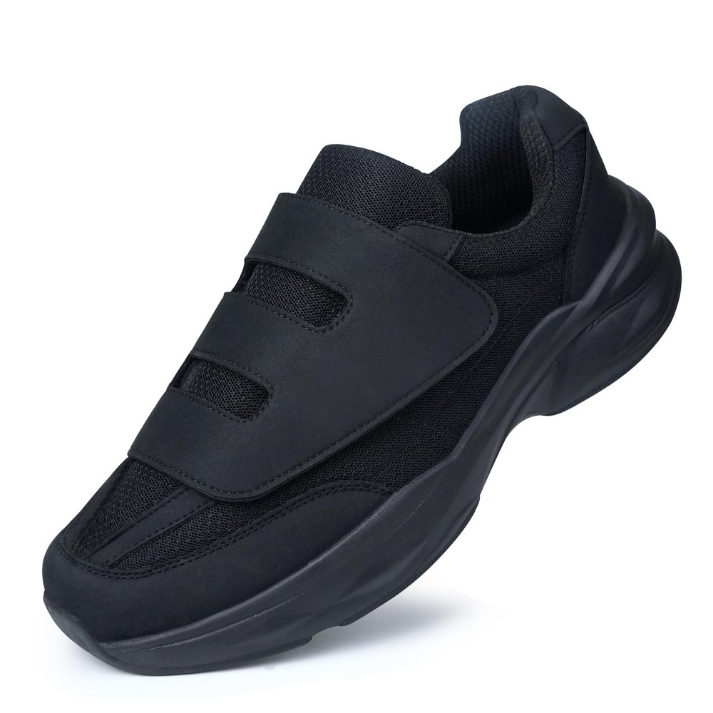 Ortho + Rest Men Diabetic Walking Shoes Swollen Feet Shoe with Adjustable Closure (12,Black)