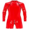 Loloda Men's Wet Look PVC Leather Bodysuit Catsuit Zipper Front Boxer Shorts Jumpsuits Clubwear Red Medium view 1