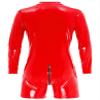 Loloda Men's Wet Look PVC Leather Bodysuit Catsuit Zipper Front Boxer Shorts Jumpsuits Clubwear Red Medium view 2