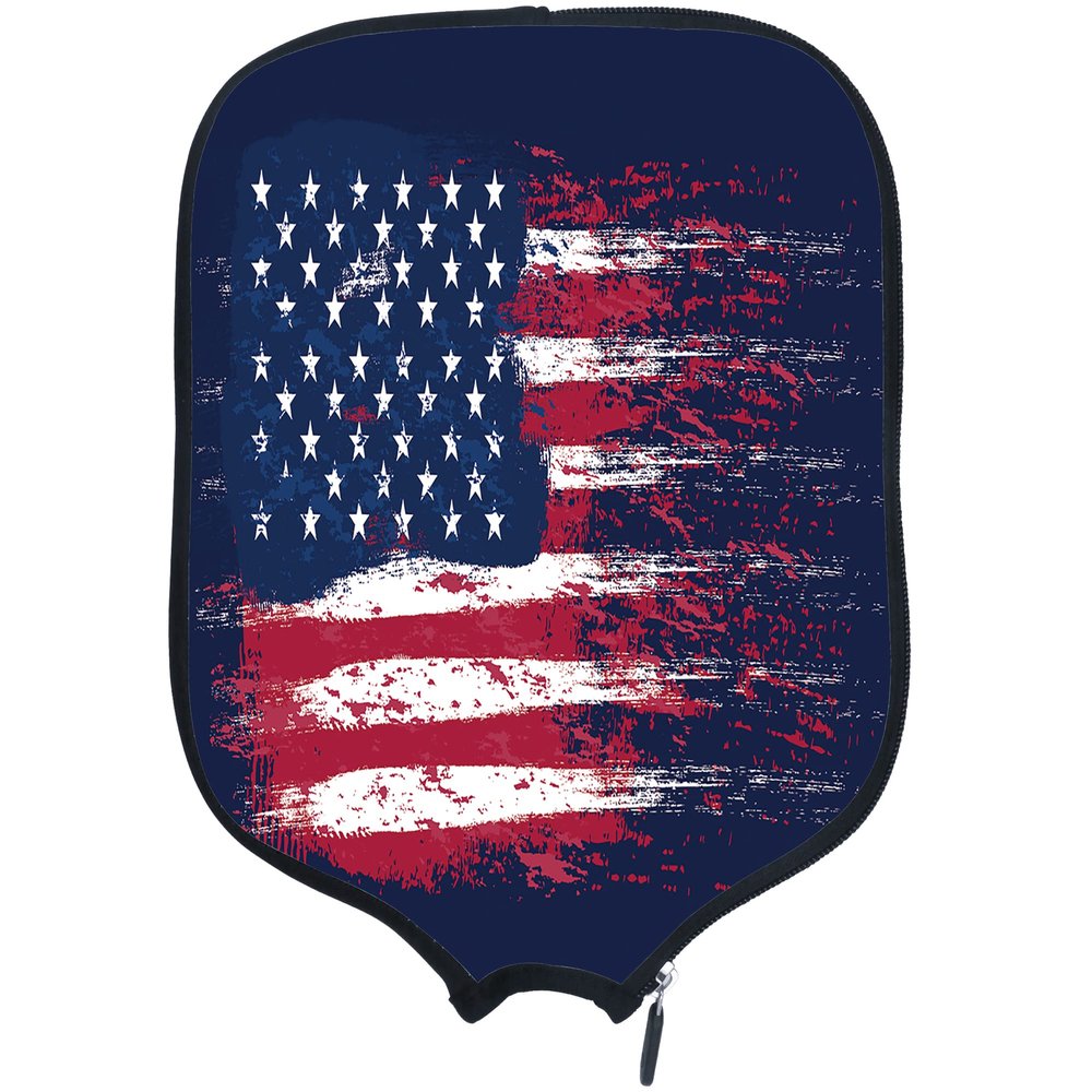 PrintOnDemand American Flag Neoprene Racket Cover USA Flag Padded Pickleball Paddle Cover Personalized Neoprene Cover Paddle Case Racket Cover, Fits Most Paddle, American Flag 10, W8.26 xL11.6