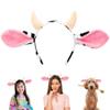 Beviliu Cow Ears Headband - Realistic Animal Ears Cute Cow Horns Headband Makeup Washing Face, Pink Cow Costume for Animal Party Cosplay Halloween view 1
