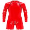 Lejafay Men's Zipper Boxer Shorts Bodycon Patent Leather Long Sleeve Leotard Bodysuit Jumpsuits Red Medium view 1