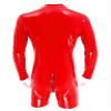 Lejafay Men's Zipper Boxer Shorts Bodycon Patent Leather Long Sleeve Leotard Bodysuit Jumpsuits Red Medium view 4