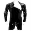Lejafay Men's Zipper Boxer Shorts Bodycon Patent Leather Long Sleeve Leotard Bodysuit Jumpsuits Black Medium view 3