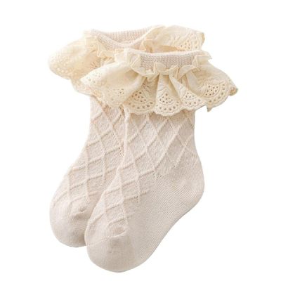 Baby Toddlers Girls Cotton Princess Style Ruffle Lace Top Frilly Socks Comfortable Wearing Sock for 0-5 Years Babies Princess Sock Toddler