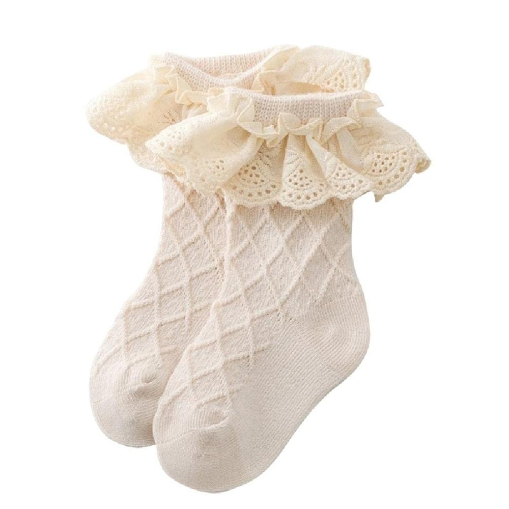 Baby Toddlers Girls Cotton Princess Style Ruffle Lace Top Frilly Socks Comfortable Wearing Sock for 0-5 Years Babies Princess Sock Toddler