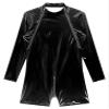 Freebily Men's Shiny Metallic Leather Bodysuits Long Sleeves Romper Zipper Nightclub Party Catsuits Black XX-Large view 3