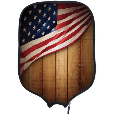 PrintOnDemand American Flag Pickleball Paddle Cover Personalized USA Flag Neoprene Racket Cover Paddle Cover, Fits Most Paddle, Racket,W8.26 xL11.6, American Flag 7