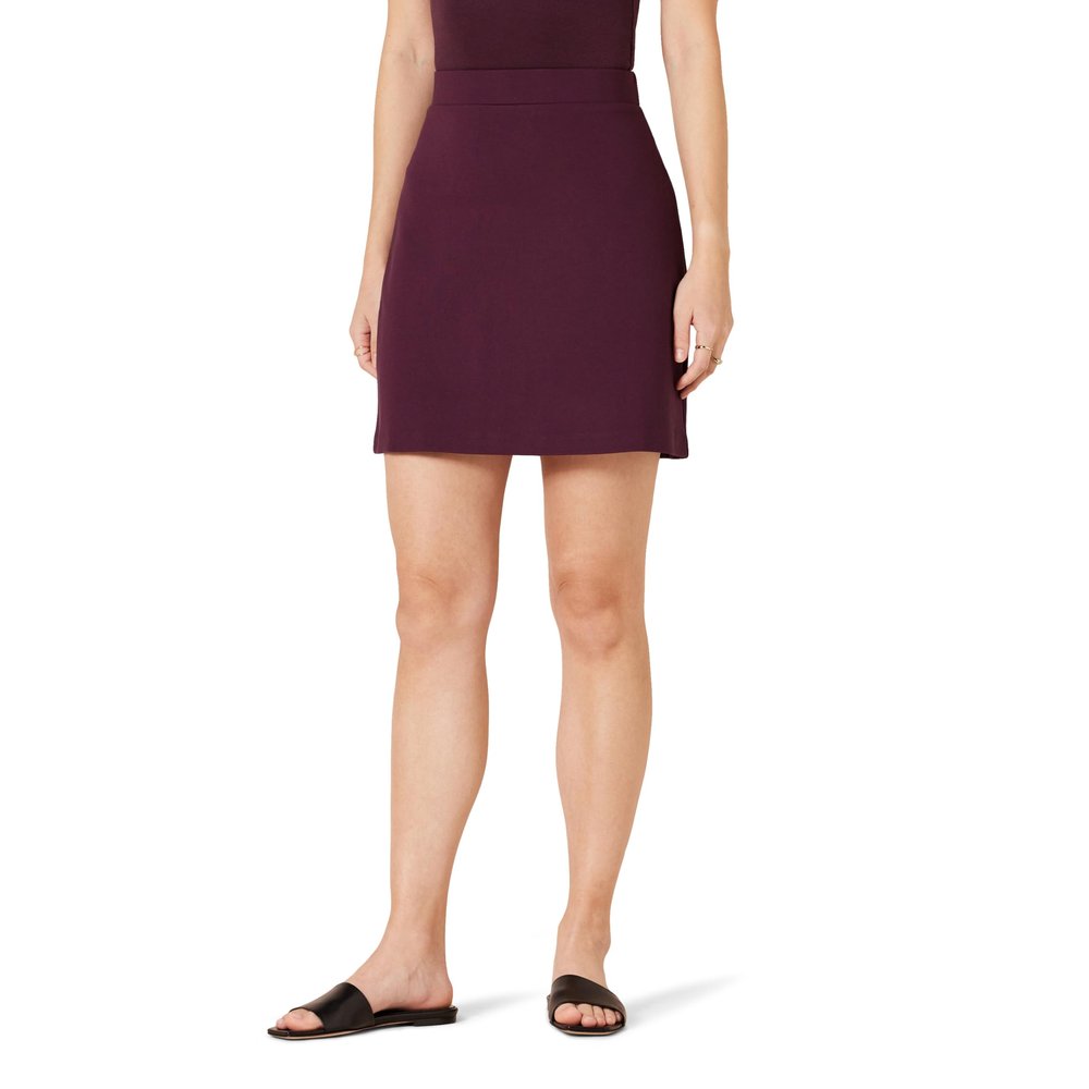 Amazon Essentials Women's Ponte Pull-On Mini Length A-Line Skirt, Burgundy, XX-Large
