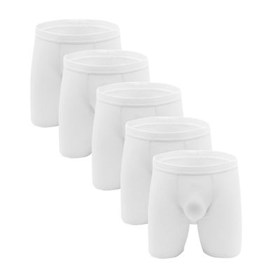 1-5 Pack Boxershorts Men Hipster Boxers Underwear Sports Bra Breathable Tights Underwear (White-5PC,XL)