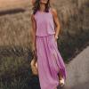 NaRHbrg Women Summer Dresses Sleeveless Casual Summer Maxi Dress Smocked Flowy Irregular Hem Sundresses Beach Long Tank Dress view 4