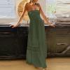 NaRHbrg Summer Dresses for Women 2024 Strapless Dress Boho Flowy Maxi Dress Tube Top Off Shoulder Sleeveless Long Sundress view 4