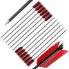 AMEYXGS 12 Pcs Archery Hunting Arrows Mix Carbon 30 Inch Flu Flu Arrows Spine 500 Target Practice Arrows with 4 Turkey Feather Replaceable Arrowhead for Outdoor Hunting (Black&Red) view 1
