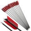 AMEYXGS 12 Pcs Archery Hunting Arrows Mix Carbon 30 Inch Flu Flu Arrows Spine 500 Target Practice Arrows with 4 Turkey Feather Replaceable Arrowhead for Outdoor Hunting (Black&Red) view 2
