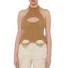 Women Y2K Hollow Out Top Crochet Knit Pullover Sleeveless Summer Tees Blouses Ribbed Loose Fitted Tank Top Distressed (as1, Alpha, x_l, Regular, Regular, Camel) view 1