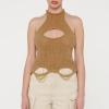 Women Y2K Hollow Out Top Crochet Knit Pullover Sleeveless Summer Tees Blouses Ribbed Loose Fitted Tank Top Distressed (as1, Alpha, x_l, Regular, Regular, Camel) view 2