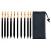 10-Pack Aluminum Tent Stakes Pegs, Heavy Duty Camping Stakes with Reflective Pull Ropes & Storage Bag Camping Accessories for Canopy Tents Hammocks (Black)