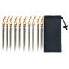 10-Pack Aluminum Tent Stakes Pegs, Heavy Duty Camping Stakes with Reflective Pull Ropes & Storage Bag Camping Accessories for Canopy Tents Hammocks (Silver)