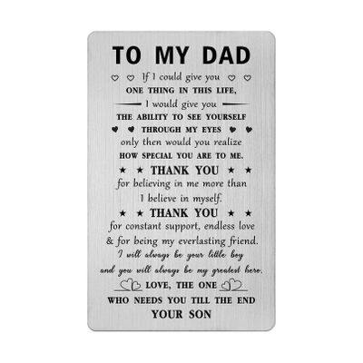 Dad Birthday Gifts from Son - I WILL ALWAYS BE YOUR LITTLE BOY - I Love You Dad Gifts Engraved Wallet Card for Christmas, Valentines, Fathers Day