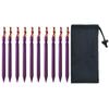 10-Pack Aluminum Tent Stakes Pegs, Heavy Duty Camping Stakes with Reflective Pull Ropes & Storage Bag Camping Accessories for Canopy Tents Hammocks (Purple) view 1
