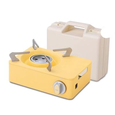 BRAGUE Camping-stoves Box Stove, Cooking Utensils Portable Butane Gas Stove for Camping, Picnics, Outdoor Portable Camping Stove with Suitcase (Color : Yellow, Size : 260 * 205 * 118mm)