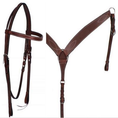 Western Horse Headstall Bridle Breast Collar Reins Tack Set Leather Floral Tooled Handmade Full Cob Pony Breastplate ME-HBC-044 (Cob)