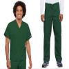 Cherokee Scrub Set for Men and Women from, Traditional Fit V-Neck Top 4777 with Natural Rise Drawstring Cargo Pant 4100, Hunter Green- L Top/XL Short Pant view 1