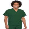 Cherokee Scrub Set for Men and Women from, Traditional Fit V-Neck Top 4777 with Natural Rise Drawstring Cargo Pant 4100, Hunter Green- L Top/XL Short Pant view 2