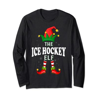 Xmas Ice hockey Elf Family Matching Christmas Pajama Long Sleeve T-Shirt
