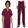 Cherokee Scrub Set for Men and Women from, Traditional Fit V-Neck Top 4777 with Natural Rise Drawstring Cargo Pant 4100, Wine- XL Top/XL Short Pant view 1