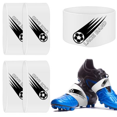Patelai 4 Pcs Lace Bands Soccer Cleat Lace Cover Sports Shoe Band Protector Youth Adult for Soccer and Football Cleats (Kids,White)