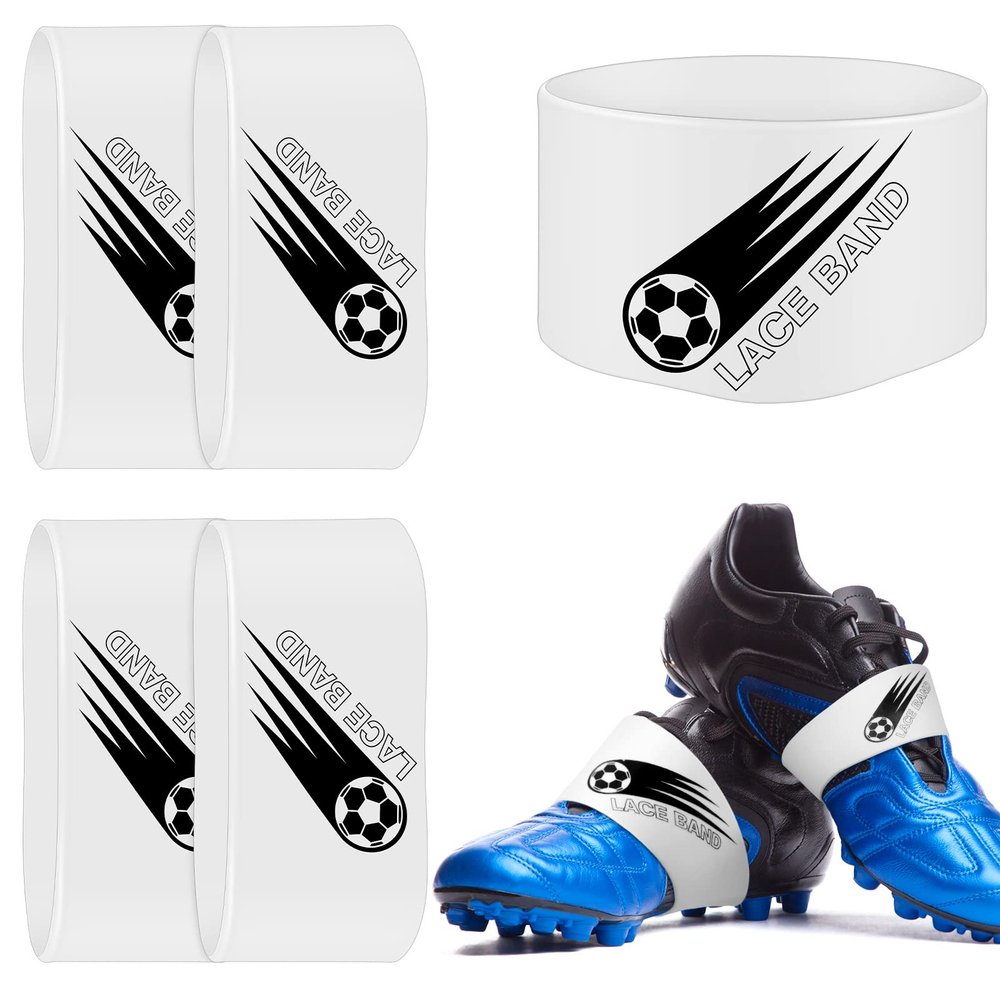Patelai 4 Pcs Lace Bands Soccer Cleat Lace Cover Sports Shoe Band Protector Youth Adult for Soccer and Football Cleats (Kids,White)