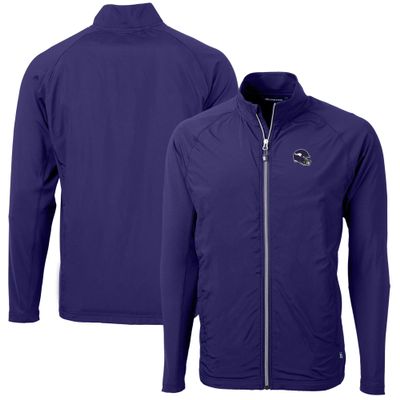 Cutter & Buck Men's Purple Minnesota Vikings Helmet Adapt Eco Knit Hybrid Recycled Full-Zip Jacket