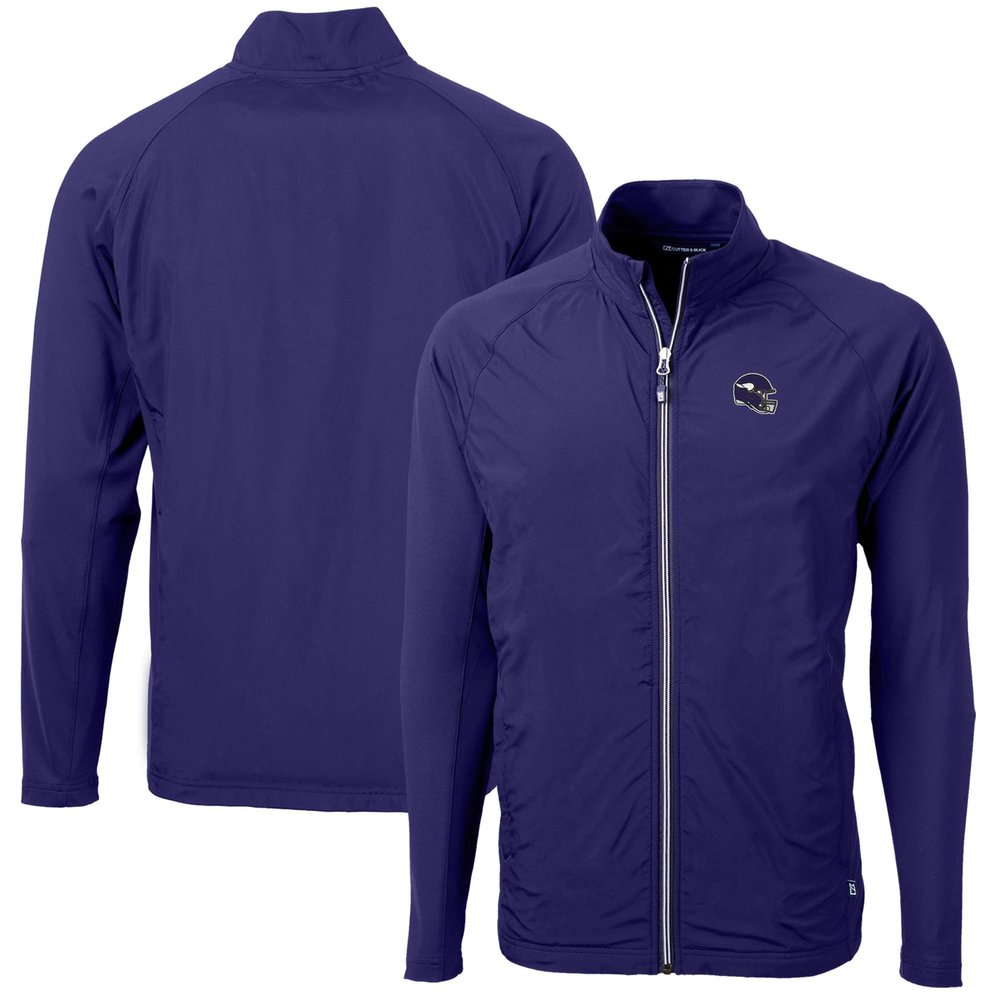 Cutter & Buck Men's Purple Minnesota Vikings Helmet Adapt Eco Knit Hybrid Recycled Full-Zip Jacket