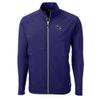 Cutter & Buck Men's Purple Minnesota Vikings Helmet Adapt Eco Knit Hybrid Recycled Full-Zip Jacket view 2