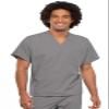 Cherokee Scrub Set for Men and Women from, Traditional Fit V-Neck Top 4777 with Natural Rise Drawstring Cargo Pant 4100, Grey- M Top/M Pant view 2