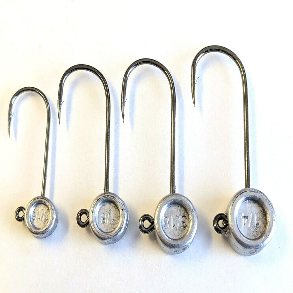 50 Unpainted Pill Jig Head Crappie Free Style Finesse Fishing Xtra Strong Hook 1/4oz