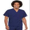 Cherokee Scrub Set for Men and Women from, Traditional Fit V-Neck Top 4777 with Natural Rise Drawstring Cargo Pant 4100, Navy- L Top/XL Short Pant view 2
