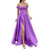 Women's Off Shoulder High Split Long Formal Party Dress Evening Gown Sleeveless Sexy Cocktail Maxi Long Dress Purple view 1