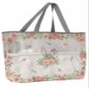 Easter Beach Tote Bag for Women, Bunny Ears Pink Spring Floral Botanical Rustic Burlap Mesh Beach Bags Waterproof Sandproof, Outdoor Picnic Swim Pool Handbag - Large Beach Bag with Zipper and Pockets view 1