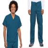 Cherokee Scrub Set for Men and Women from, Traditional Fit V-Neck Top 4777 with Natural Rise Drawstring Cargo Pant 4100, Caribbean Blue- M Top/S Pant view 1