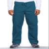 Cherokee Scrub Set for Men and Women from, Traditional Fit V-Neck Top 4777 with Natural Rise Drawstring Cargo Pant 4100, Caribbean Blue- M Top/S Pant view 3
