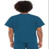 Cherokee Scrub Set for Men and Women from, Traditional Fit V-Neck Top 4777 with Natural Rise Drawstring Cargo Pant 4100, Caribbean Blue- M Top/S Pant view 4