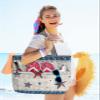 4th of July American Flag Star Beach Tote Bag for Women, Blue Patriot Independence Day Mesh Beach Bags Waterproof Sandproof, Outdoor Picnic Swim Pool Handbag - Large Beach Bag with Zipper and Pockets view 2