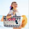 4th of July Star Beach Tote Bag for Women, Blue Red Plaid Patriot Independence Day Mesh Beach Bags Waterproof Sandproof, Outdoor Picnic Swim Pool Handbag - Large Beach Bag with Zipper and Pockets view 2